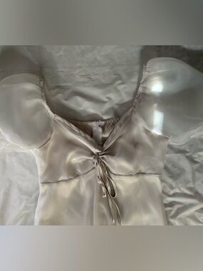 Silky Ivory Tie-Front Bust Dress